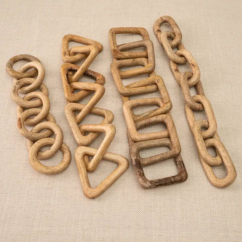 Natural Wood Geometric Decoration Chain Links