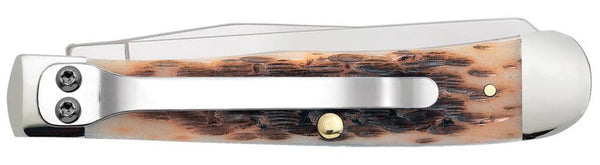 Case Knife - Peach Seed Amber Bone Trapper w/ Clip