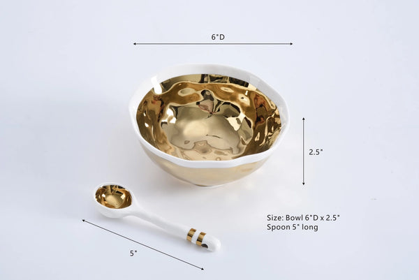 The Wavy Gold Set | Bowl & Spoon