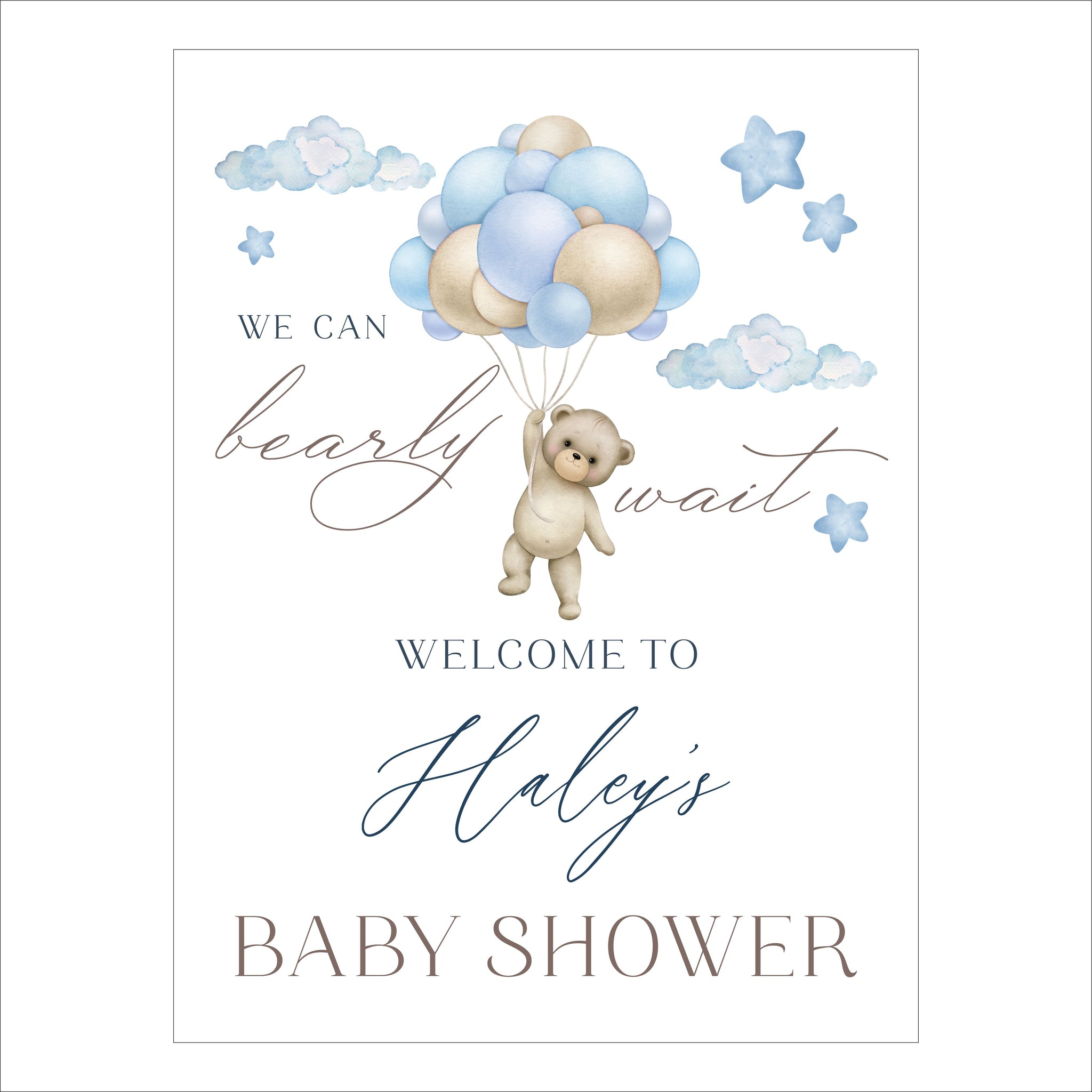 Baby Shower Welcome Sign | We Can Bearly Wait Watercolor