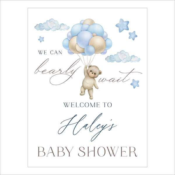 Baby Shower Welcome Sign | We Can Bearly Wait Watercolor