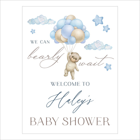 Baby Shower Welcome Sign | We Can Bearly Wait Watercolor