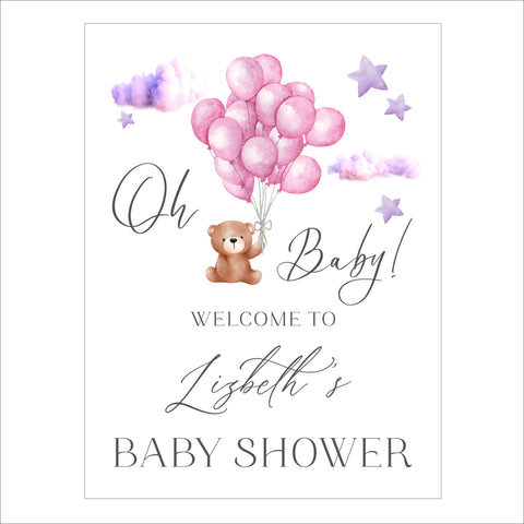 Baby Shower Welcome Sign | Oh Baby Pink Watercolor