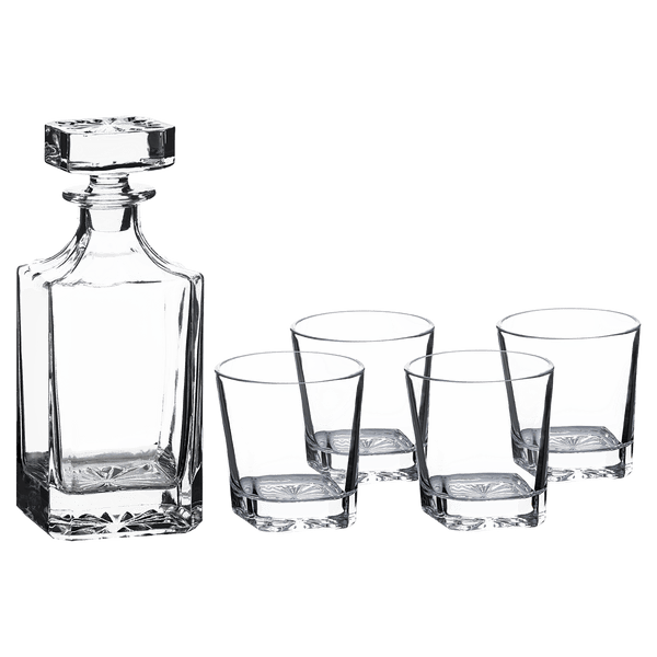 Square Glass Decanter Set with Rocks Glasses