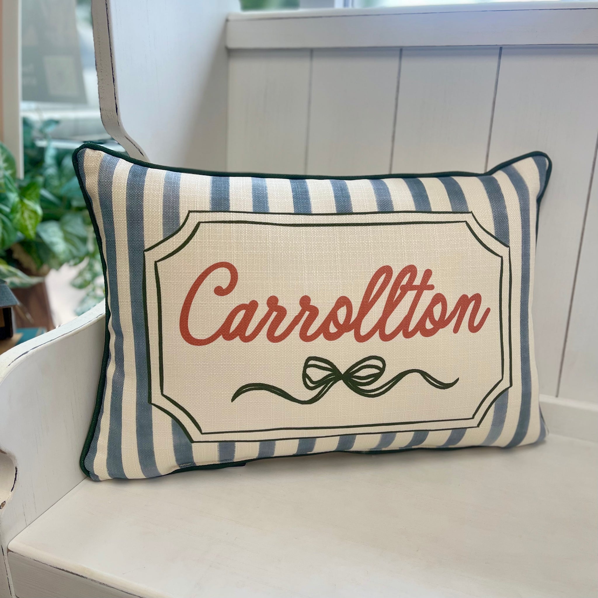 French Stripe Carrollton Hometown Pillow