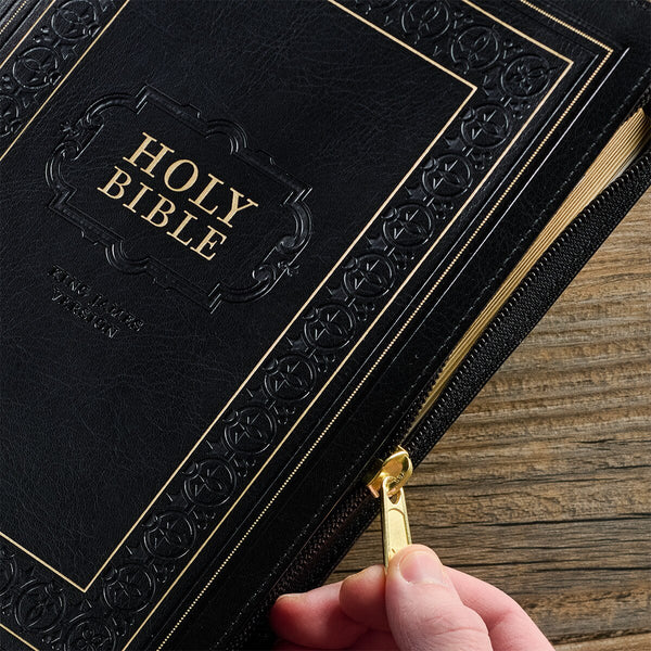KJV Bible - Giant Print Full-Size Black Faux Leather w/ Zipper