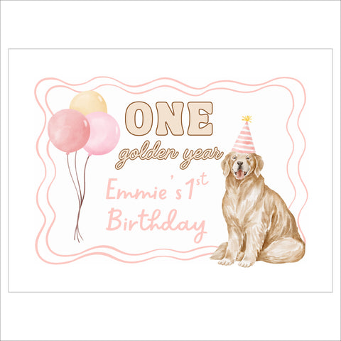First Birthday Sign | One Golden Year Golden Retriever