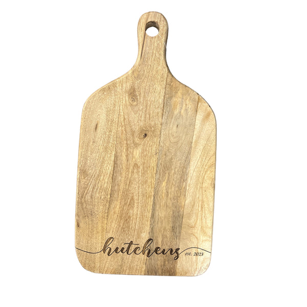 Cutting Board - Rounded Rectangle Acacia Wood w/ Handle