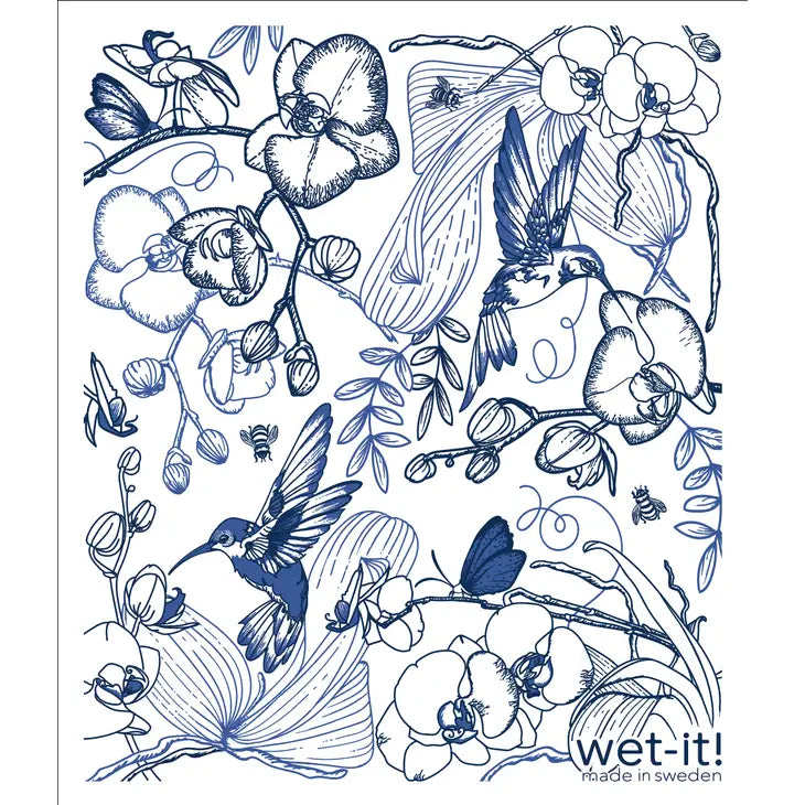 Wet-it! Reusable Cloth | Orchid Garden Blue