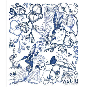 Wet-it! Reusable Cloth | Orchid Garden Blue