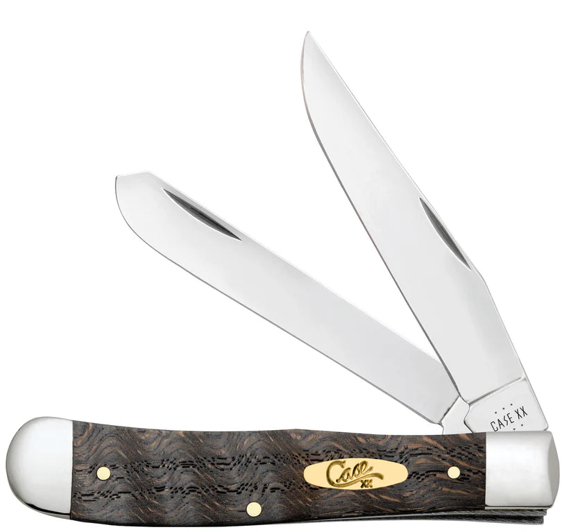 Case Knife - Black Curly Oak Wood Smooth Trapper