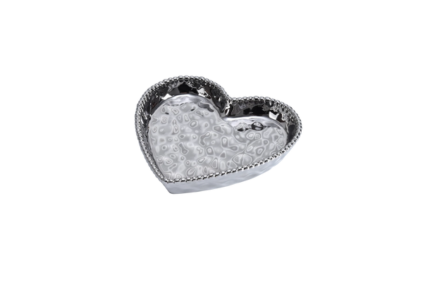 Silver Heart Shaped Porcelain Dish