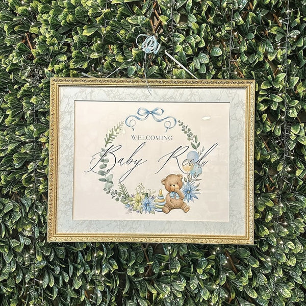 Baby Shower Welcome Sign | Bear & Bow Floral Watercolor