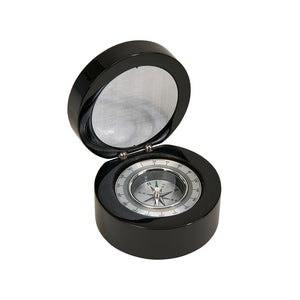 Personalized Compass In Round Piano Finish Box for Desk