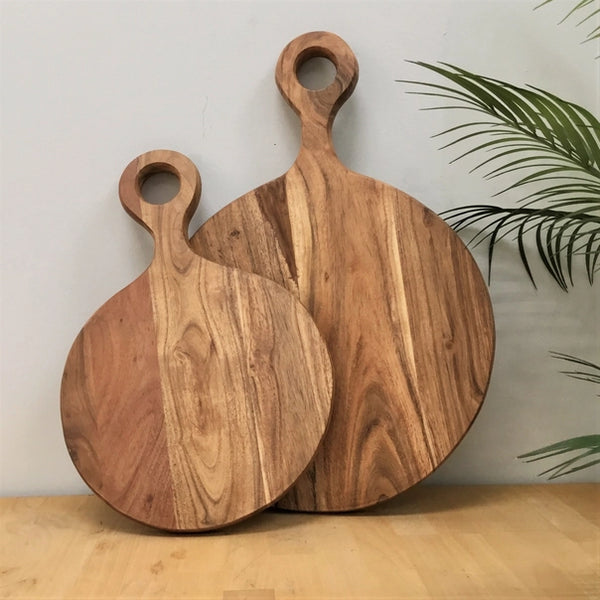 Cutting Board - Round Acacia Wood w/ Round Handle