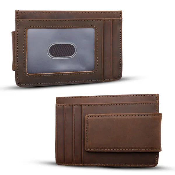 Personalized Leather Wallet w/ Money Clip