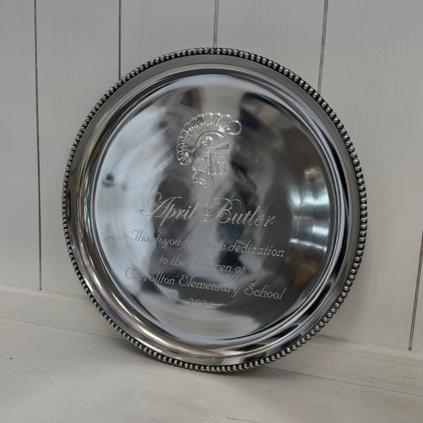 Tray - 10" Round w/ Small Beaded Edge