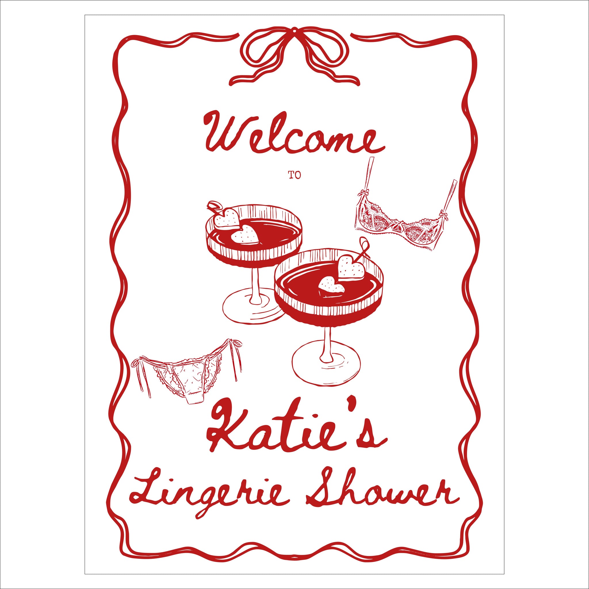 Bridal Shower Welcome Sign | Lingerie Party Red Sign