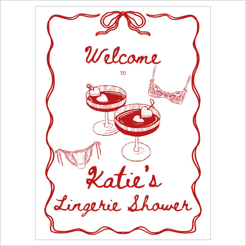 Bridal Shower Welcome Sign | Lingerie Party Red Sign