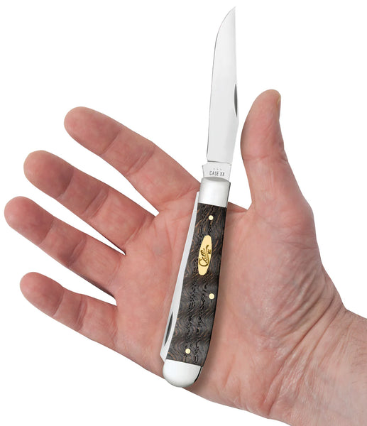 Case Knife - Black Curly Oak Wood Smooth Trapper