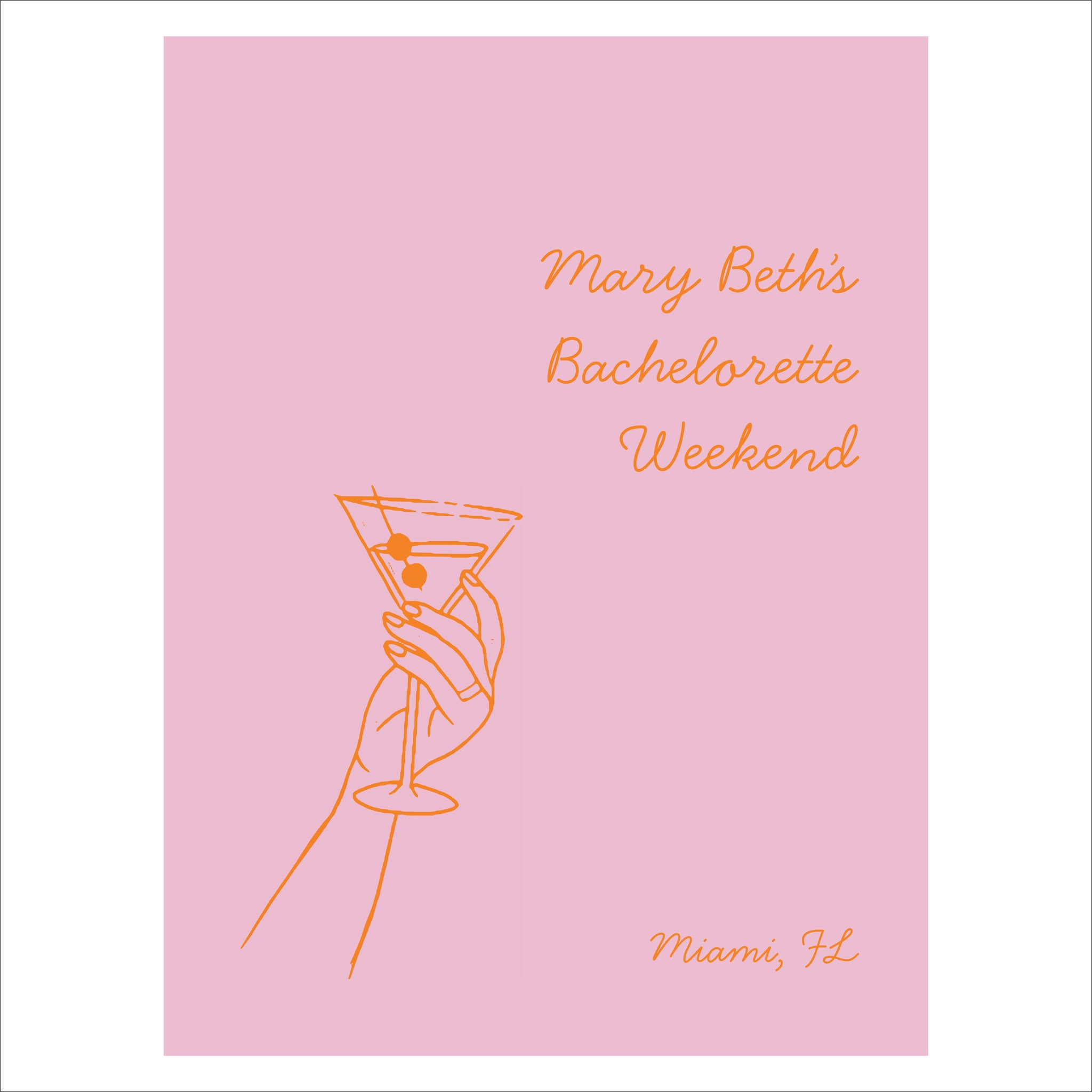 Bachelorette Welcome Sign | Pink & Orange Martini