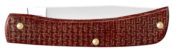 Case Knife - Dark Red Burlap Micarta Smooth Sod Buster® Jr