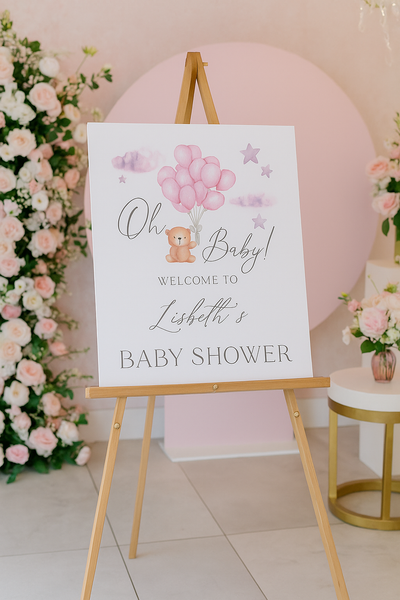 Baby Shower Welcome Sign | Oh Baby Pink Watercolor