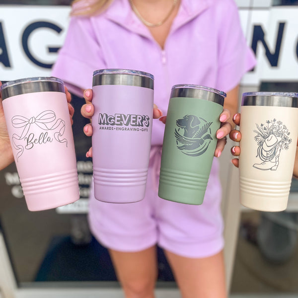 20 oz Custom Engraved Ribbed Tumbler - Pastel Colors