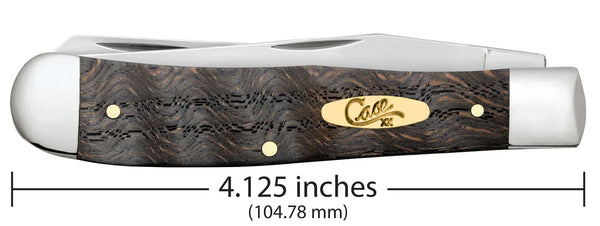 Case Knife - Black Curly Oak Wood Smooth Trapper