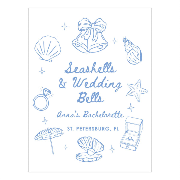 Bachelorette Welcome Sign | Seashells & Wedding Bells