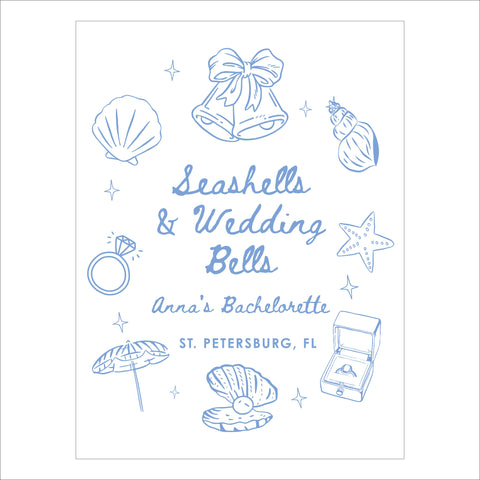 Bachelorette Welcome Sign | Seashells & Wedding Bells