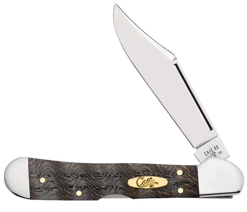 Case Knife -  Smooth Black Curly Oak Wood Mini CopperLock®