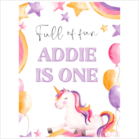 First Birthday Welcome Sign | Pink Watercolor Unicorn