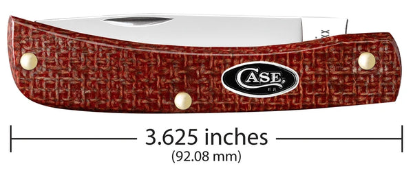 Case Knife - Dark Red Burlap Micarta Smooth Sod Buster® Jr