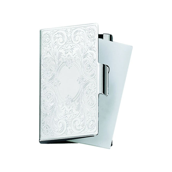 Embossed Scroll Silver Business Card Case