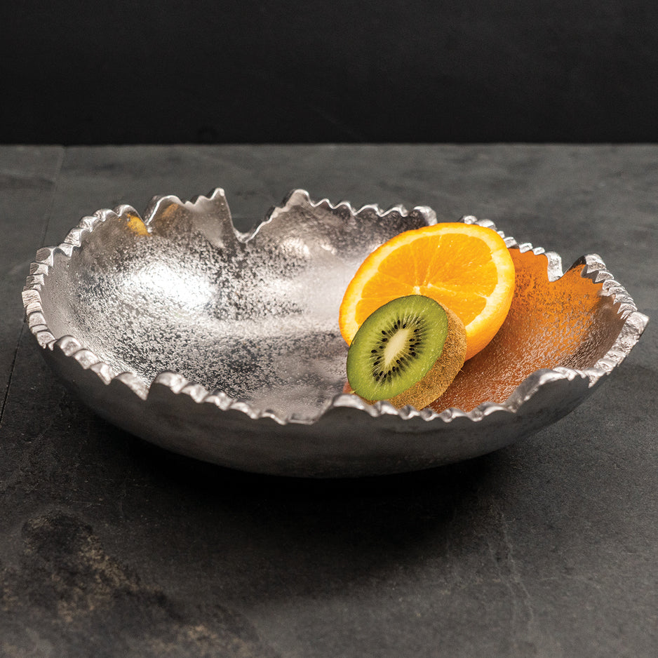Tray - Silver Torn Edge Textured Bowl