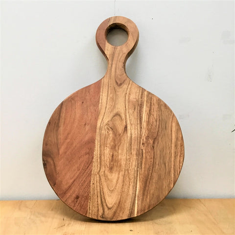 Cutting Board - Round Acacia Wood w/ Round Handle