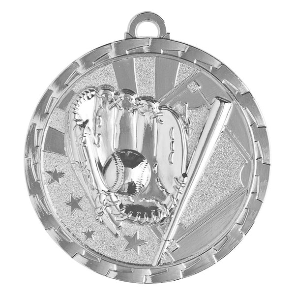 shiny silver baseball medal