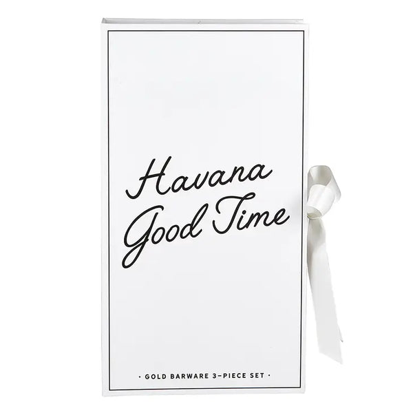 Gold Barware Three Piece Book Box Gift Set