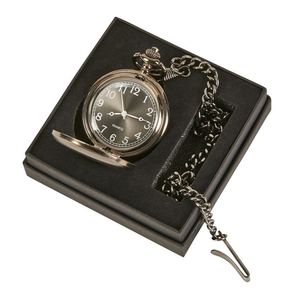 Gun Metal Engraved Pocket Watch