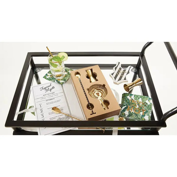 Gold Barware Three Piece Book Box Gift Set