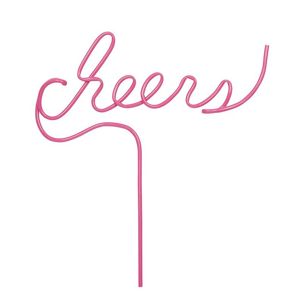 pink cheers word straw