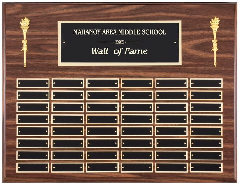 Perpetual Plaque - Horizontal Simluated Walnut Plaque w/ 48 Plates
