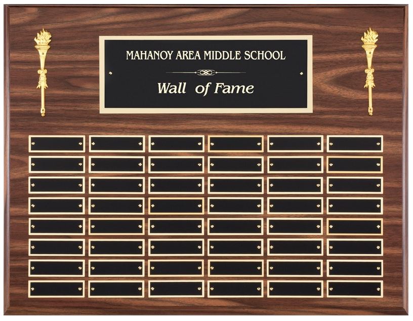 Perpetual Plaque - Horizontal Simluated Walnut Plaque w/ 48 Plates