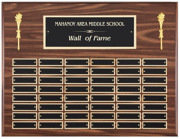 Perpetual Plaque - Horizontal Simluated Walnut Plaque w/ 48 Plates