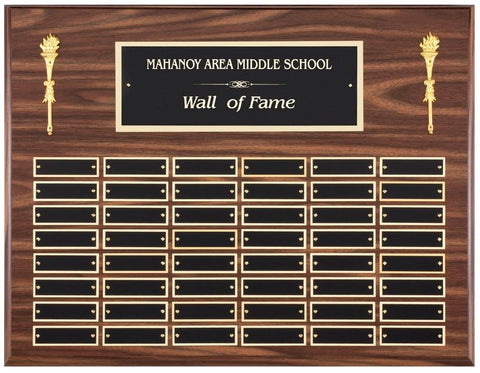 Perpetual Plaque - Horizontal Simluated Walnut Plaque w/ 48 Plates