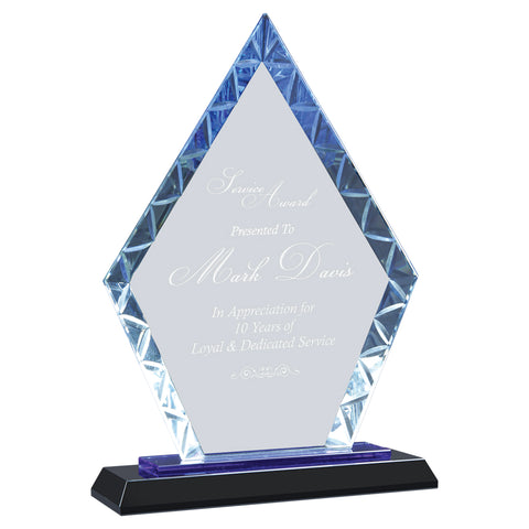 blue diamond accent glass award