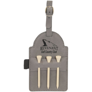 Engraved faux leather golf bag tag.