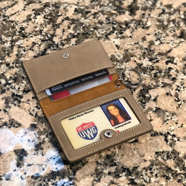 leatherette keychain id holder