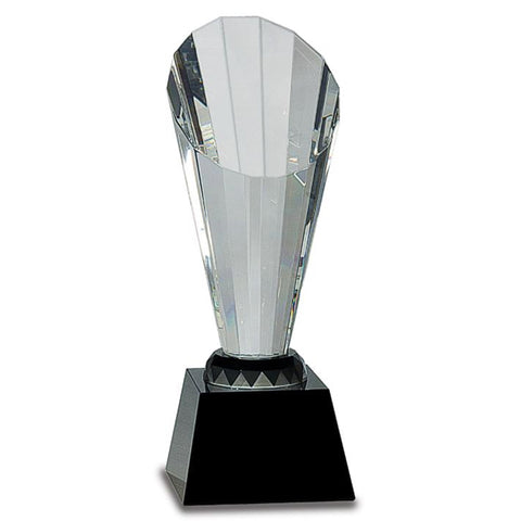 Custom engraved crystal trophy.